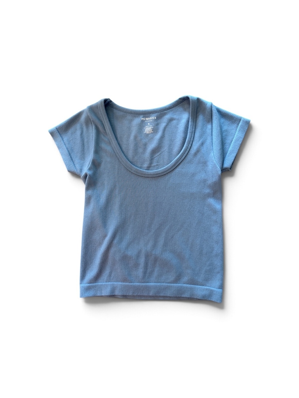 Blue Ribbed Crop Top | PS/BASICS | Women’s Small